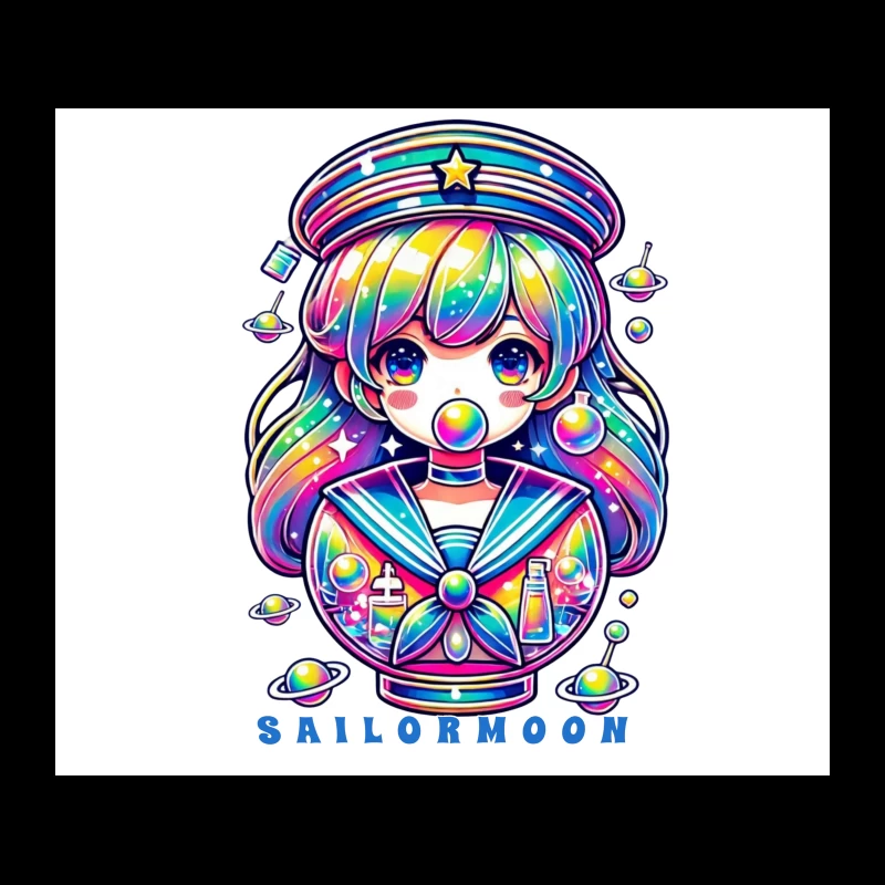 Rainbow Kawaii Sailor Moon Space Art Tapestry