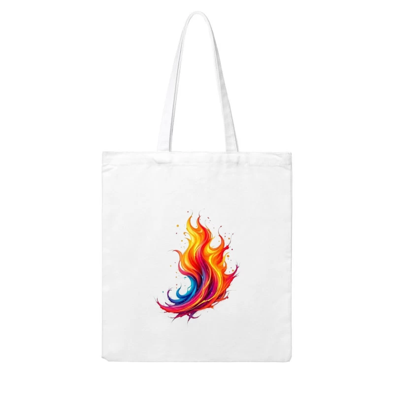 Vibrant Rainbow Flame Abstract Art Cotton Tote Bag