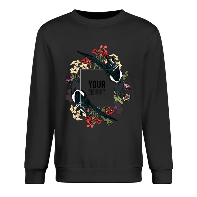 Cadre floral avec oiseaux Homme Sweat-shirt à enfiler