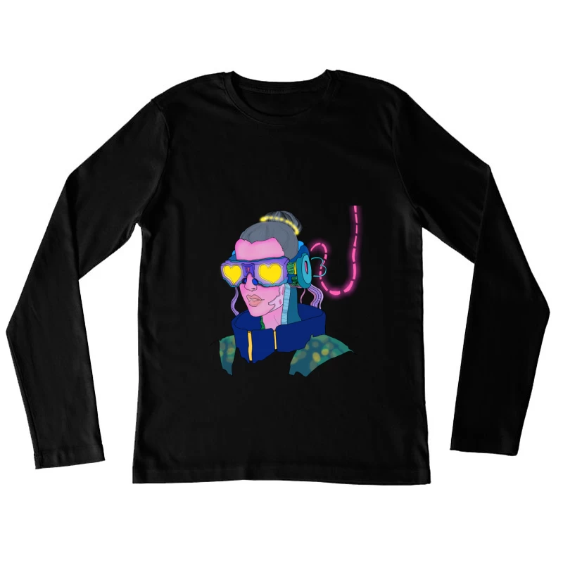 Futuristisches Cyborg-Porträt Damen Langarm T-Shirt