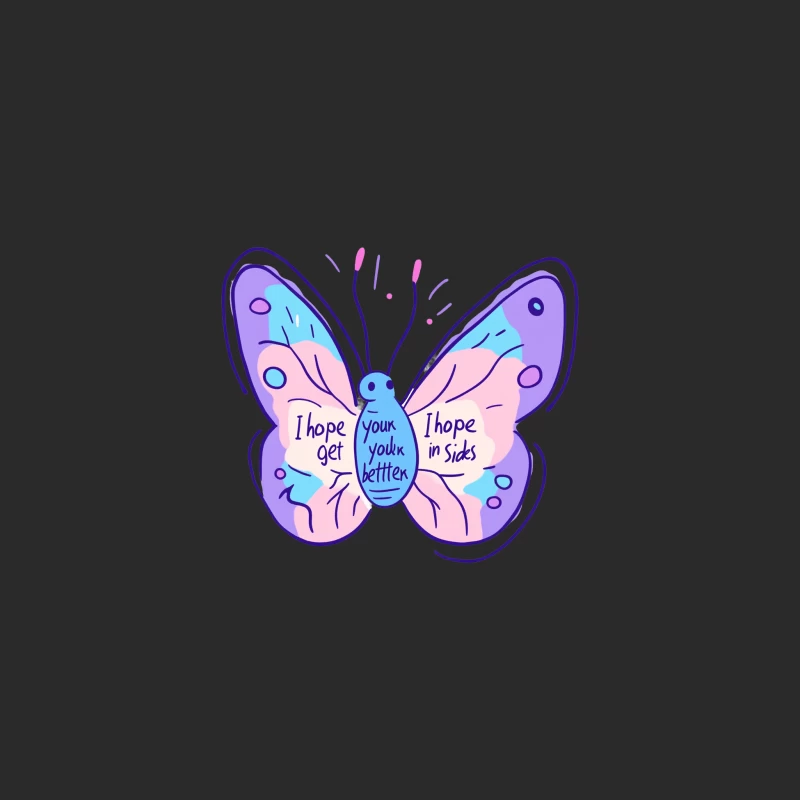 Cute Pastel Butterfly Get Well Soon Greeting Card Illustration Baseball Cap