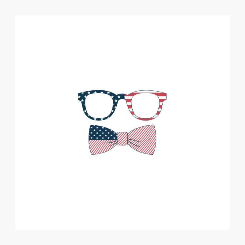 Patriotic American Flag-Inspired Glasses and Bow Tie Fashion Accessories Pin