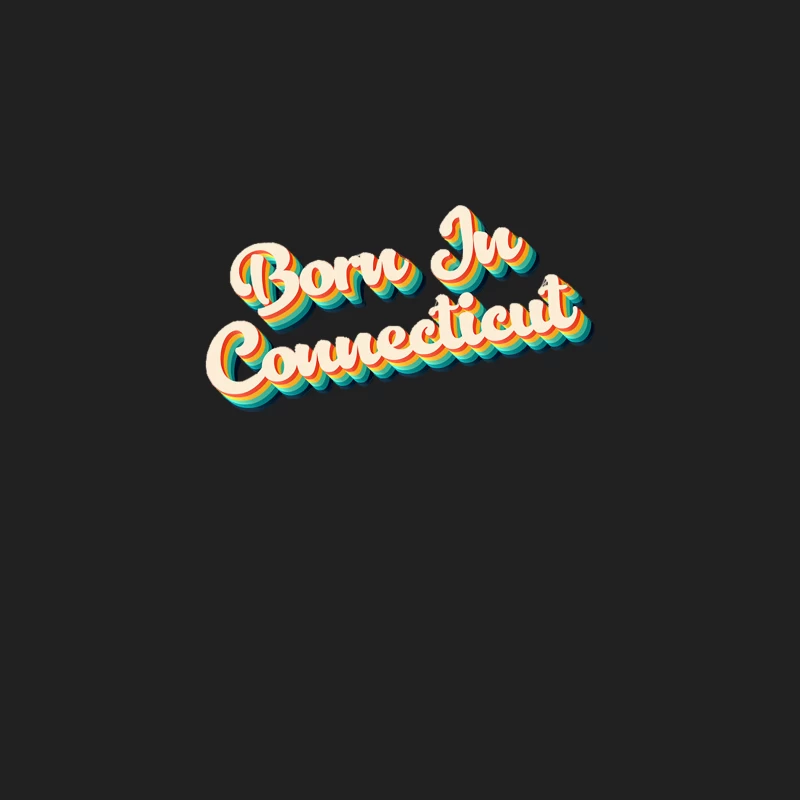 Born In Connecticut - 80_s Retro Style Typographic Design Bucket Hat