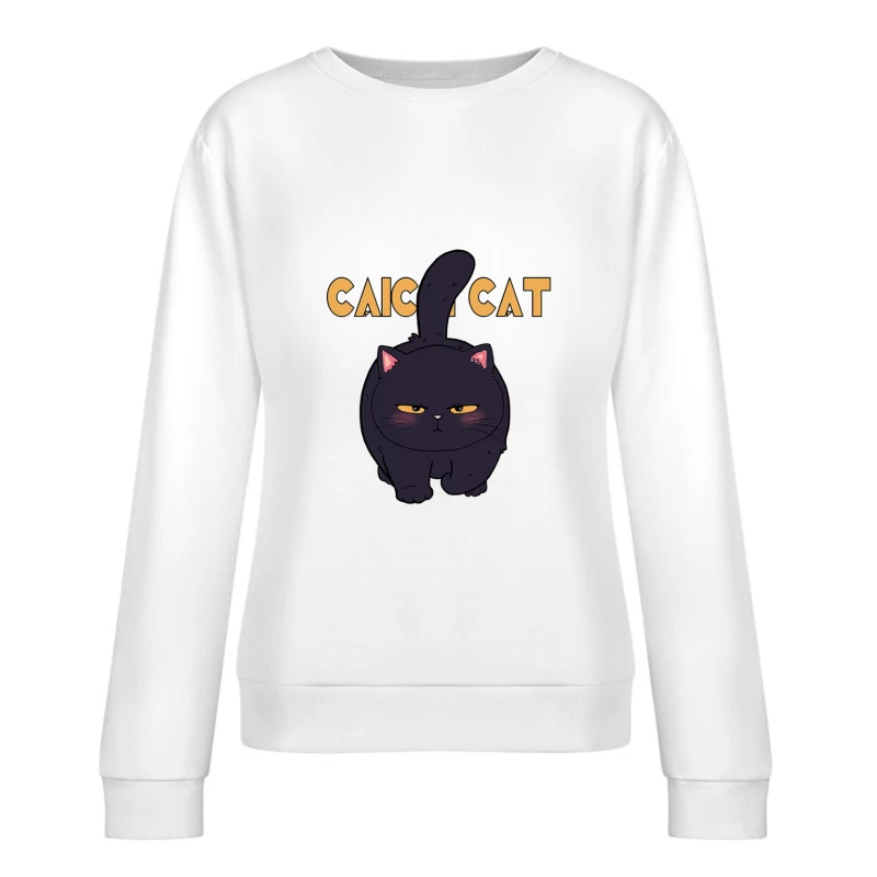 Grummelige schwarze Katze Illustration Damen Pullover Sweatshirt