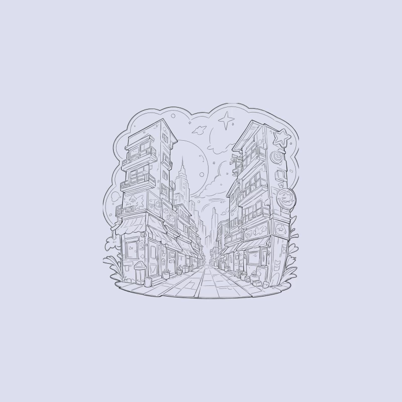 Urban Fantasy Street Scene Desk Mat