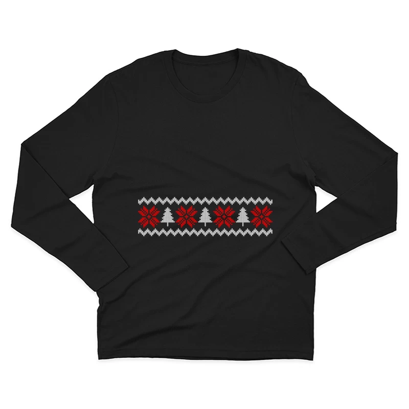 Motif de Noël avec flocons et sapins Homme Manches Longues T-Shirt