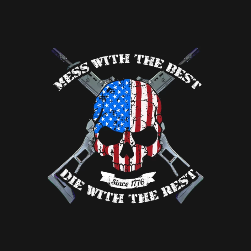 Patriotic American Military Emblem with Skull and Crossed Rifles Female Long Sleeve T-Shirt