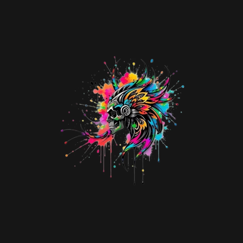 Colorful Tribal Skull Art Male Long Sleeve T-Shirt
