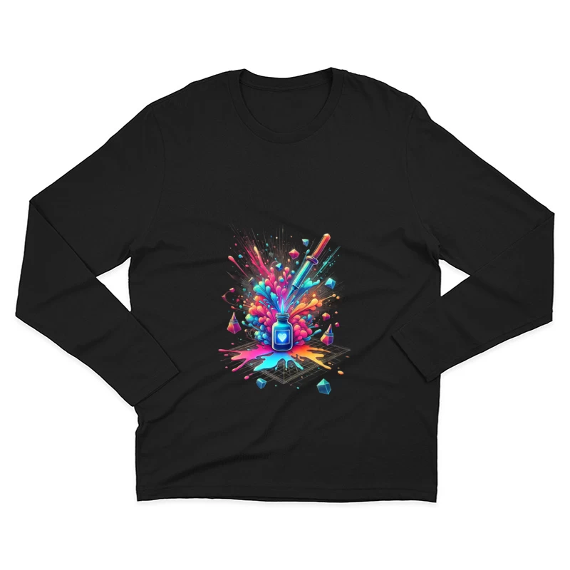 Magical Love Potion with Colorful Geometric Burst Male Long Sleeve T-Shirt