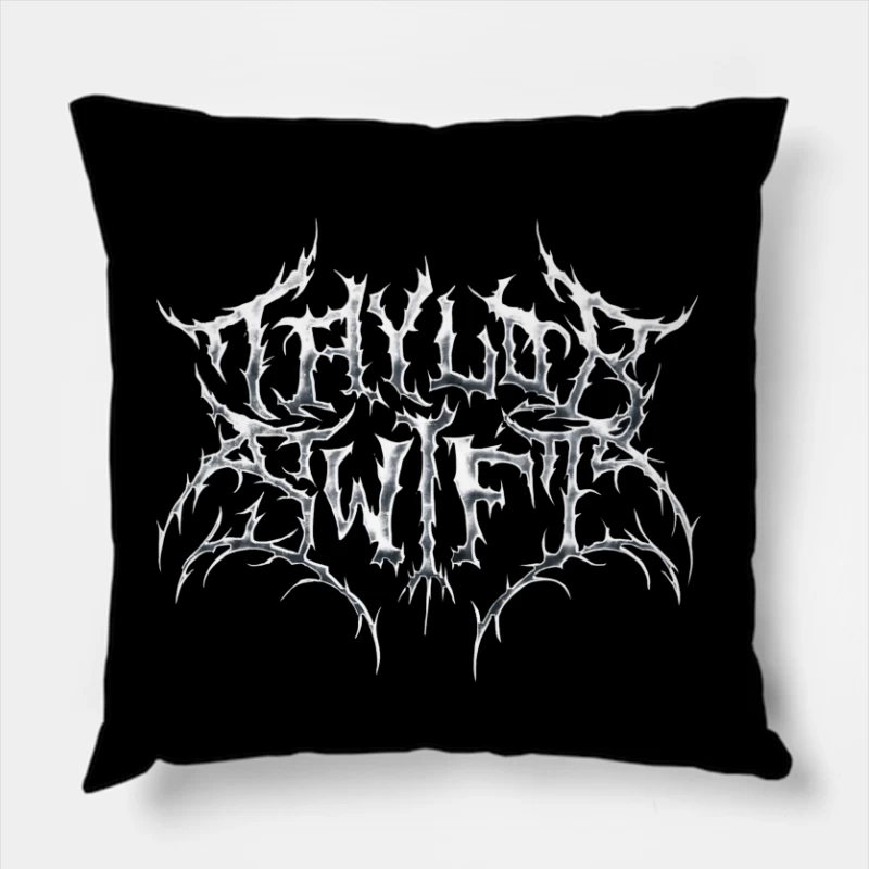 Gothic Metal Band Logo Design Throw Pillow