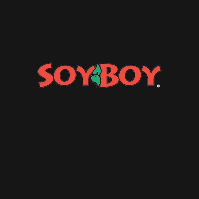 Soyboy Brand Logo with Red Letters and Green Leaf Design Male Long Sleeve T-Shirt