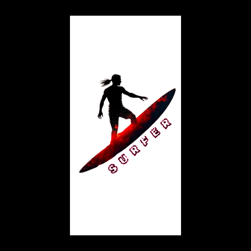 Dynamic Surfer Silhouette with Red Wave Effect iPhone Case