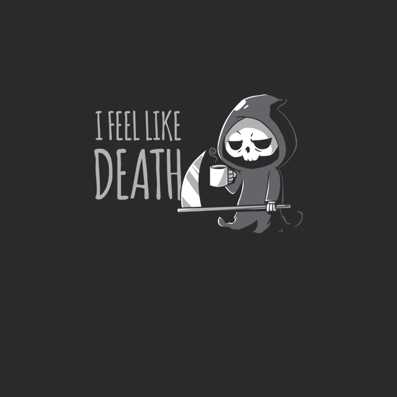 Humorous Cartoon of Grim Reaper Feeling Like Death Baseball Cap