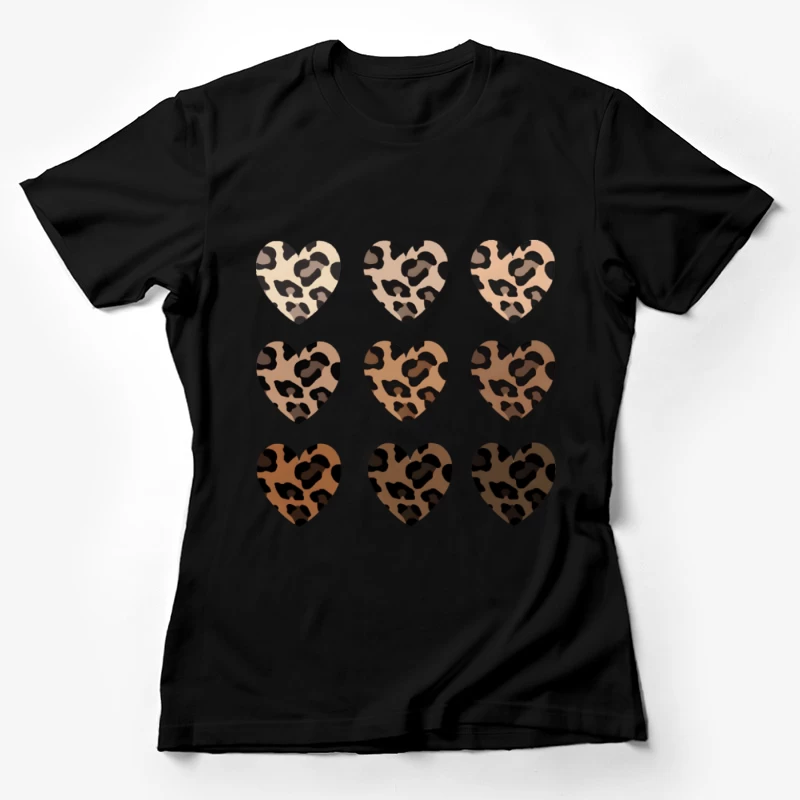 Herzförmige Leopardenmusterdesigns Damen T-Shirt