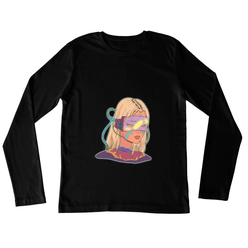 Cyberpunk-Futurismus-Porträt Damen Langarm T-Shirt