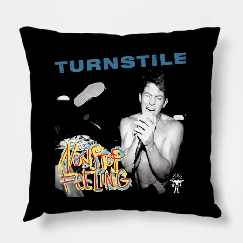 Turnstile: Nonstop Feeling Album Cover with Graffiti Art Throw Pillow