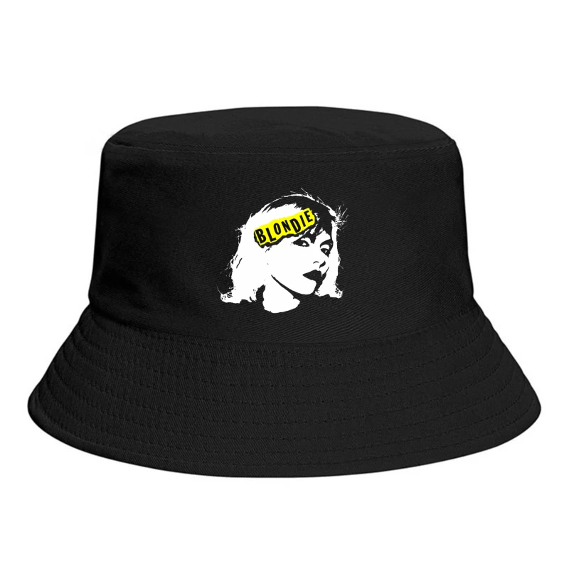 Blondie Band Artistic Logo Design in Black and White Bucket Hat