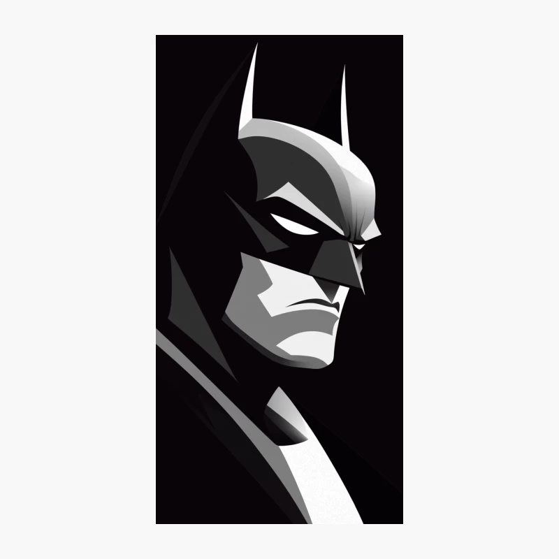 Iconic Batman Portrait in Minimalist Black and White Style iPhone Case