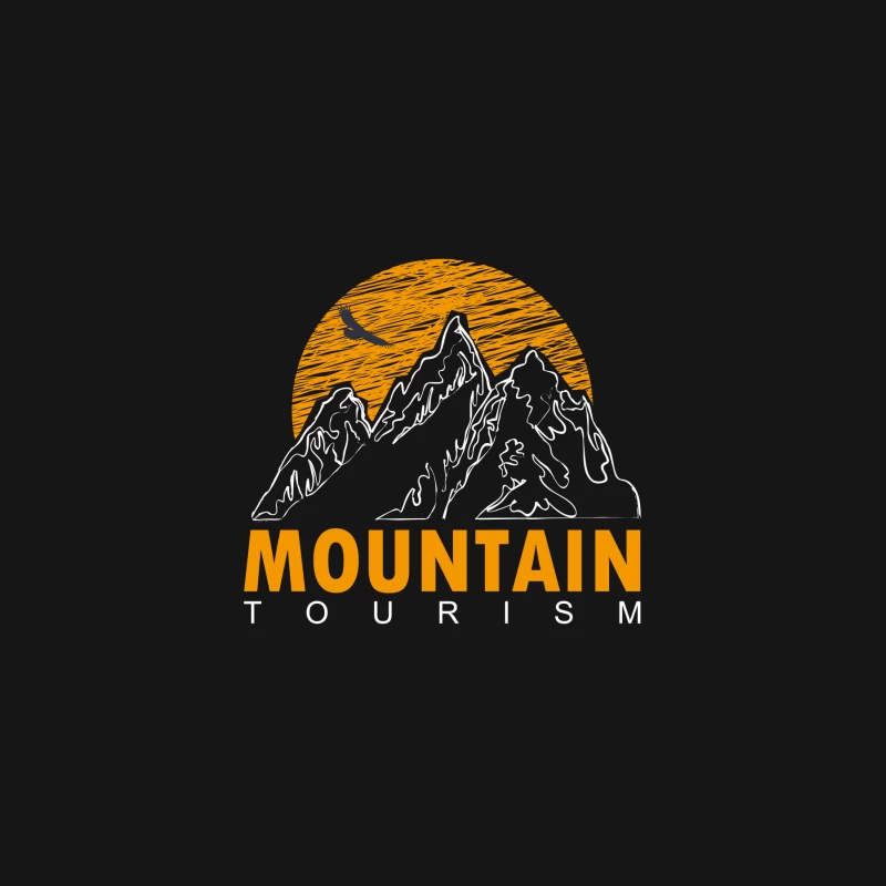 Berg Tourismus Logo mit Sonnenuntergang Herren T-Shirt