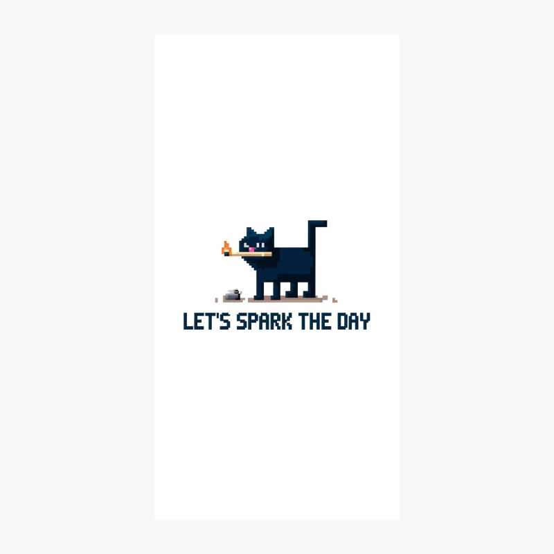 Pixelated Black Cat Sparks Motivational Retro Humor iPhone Case