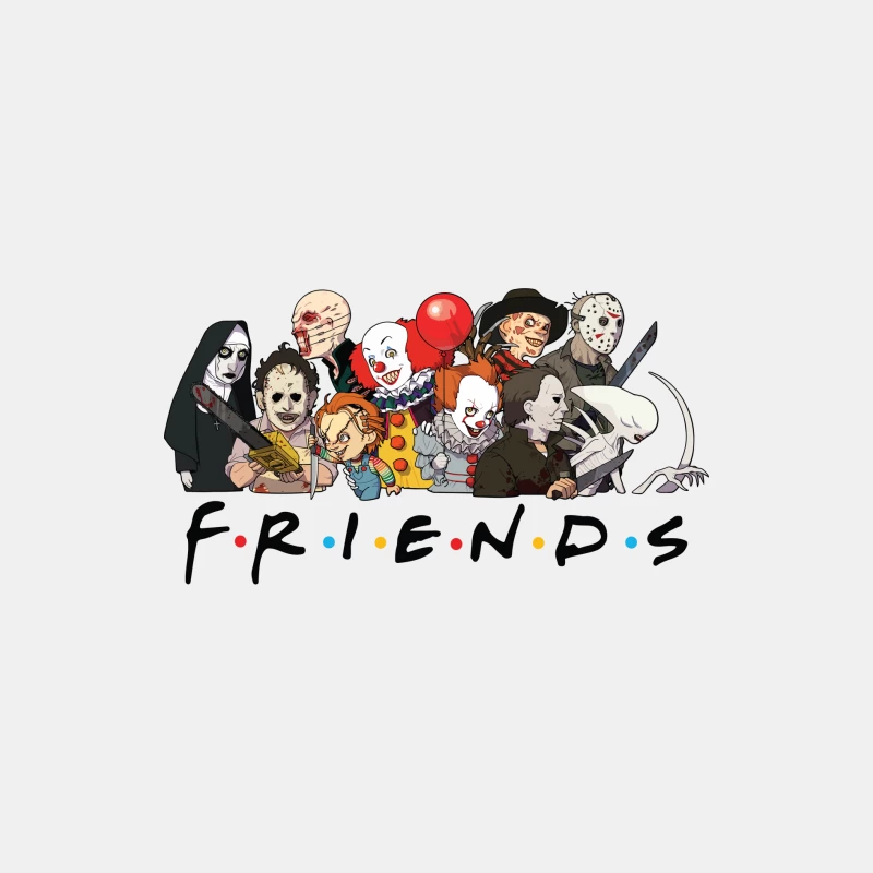 Horror Characters Parodying Friends Male Tank Top