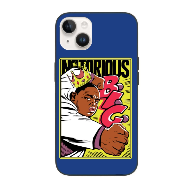 Notorious Hip-Hop Comic Style Illustration with Crown iPhone Case