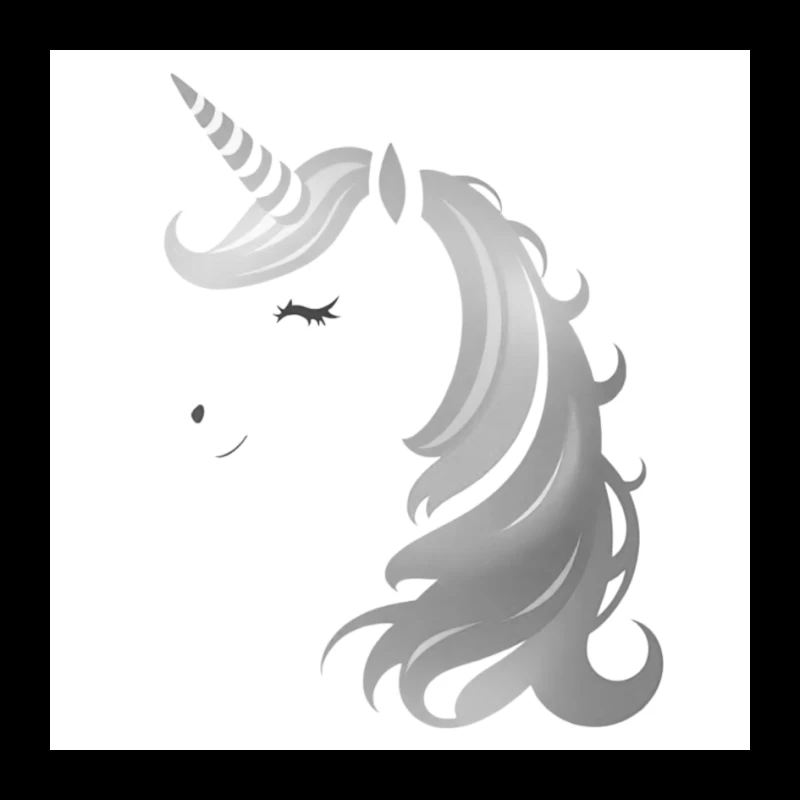 Minimalist Grayscale Unicorn Fantasy Illustration Pin