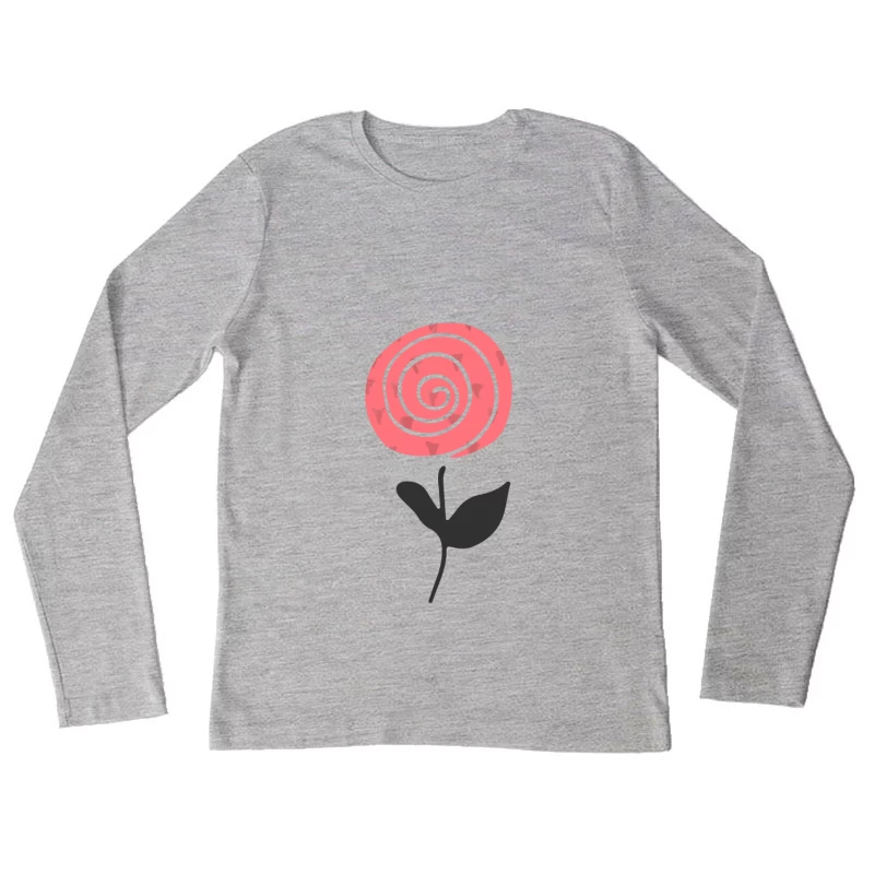 Fleur abstraite avec spirale rose Femme Manches Longues T-Shirt