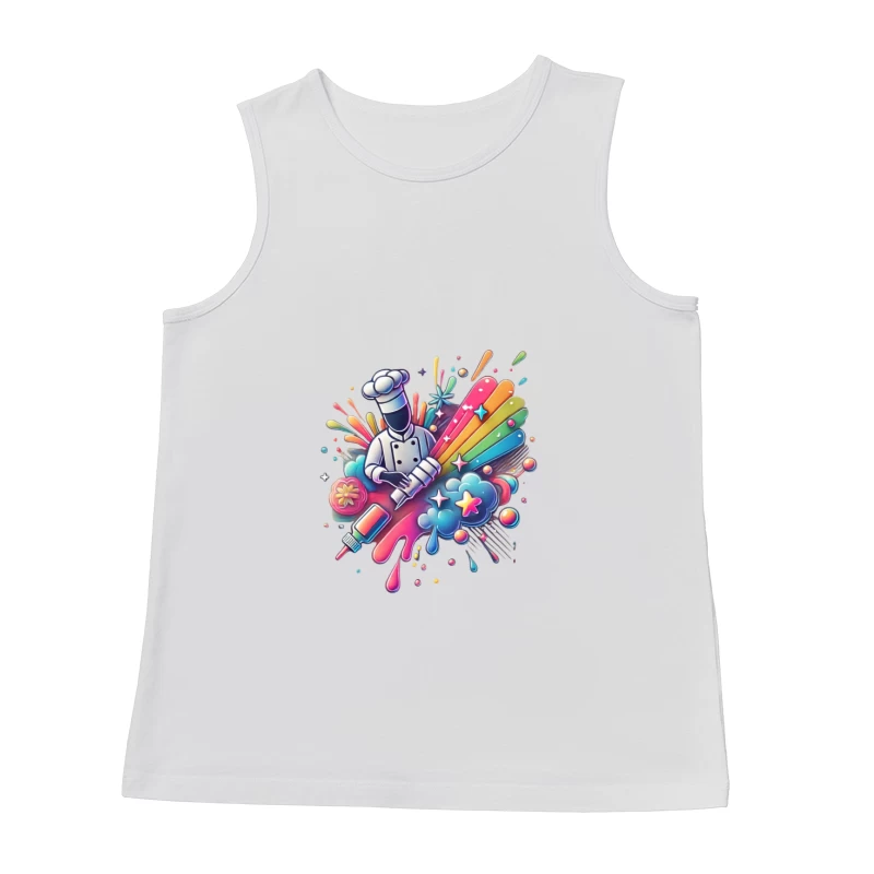 Vibrant Chef's Creative Culinary Rainbow Splash Art Male Tank Top