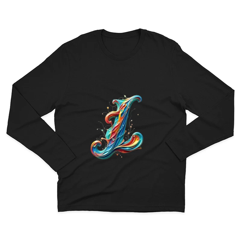 Ornate Quilling Typography: Colorful Letter L Design Male Long Sleeve T-Shirt