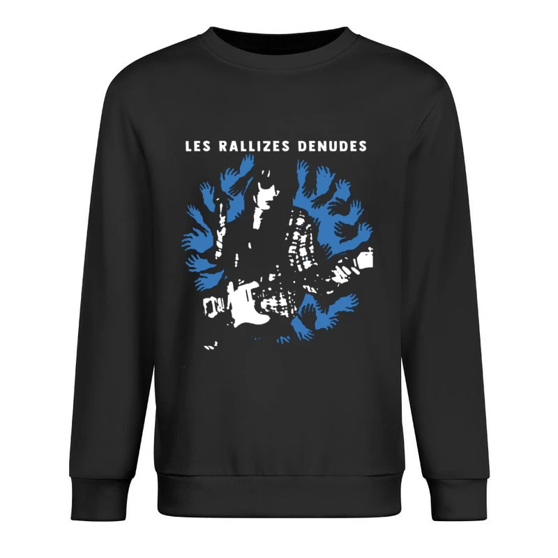 Abstract Blue Hands Map Artwork by Les Rallizes Denudes Male Pullover Sweatshirt