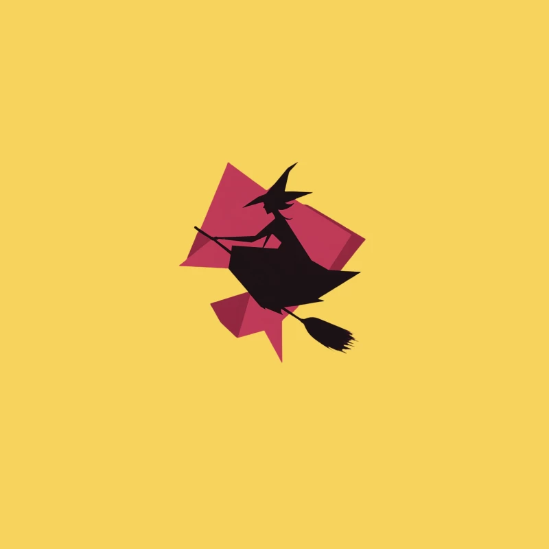 Geometric Witch Silhouette: Halloween Illustration in Pink and Black Bucket Hat