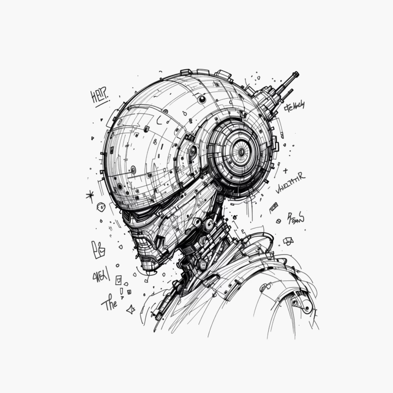 Futuristic Cybernetic Robot Illustration Cotton Tote Bag