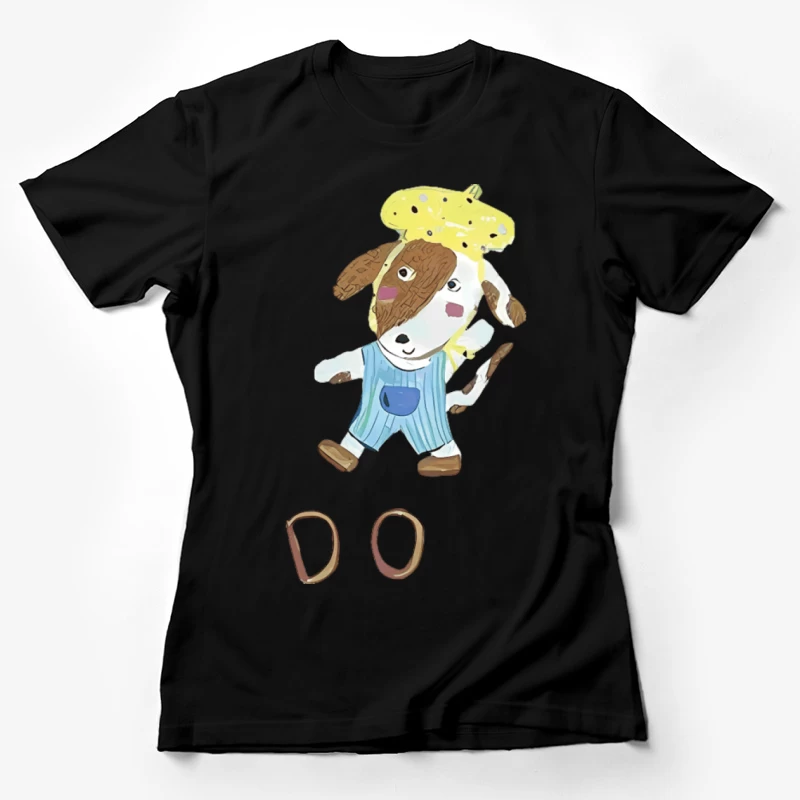 Niedlicher Hund mit gelbem Hut Damen T-Shirt