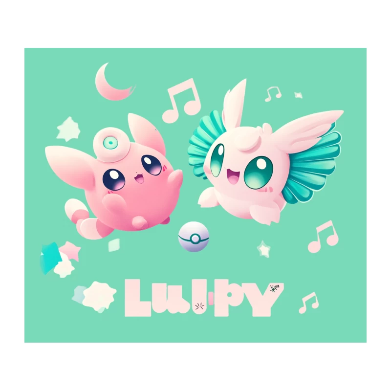 Adorable Pokémon Duo: Jigglypuff and Wigglytuff in Pastel Harmony Tapestry