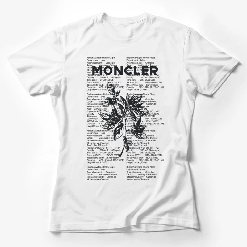 Moncler-Design mit botanischen und textuellen Elementen Damen T-Shirt