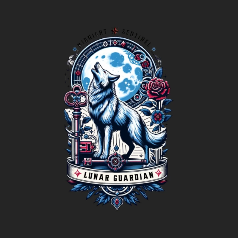 Gardien Lunaire Loup Homme Sweat-shirt à enfiler