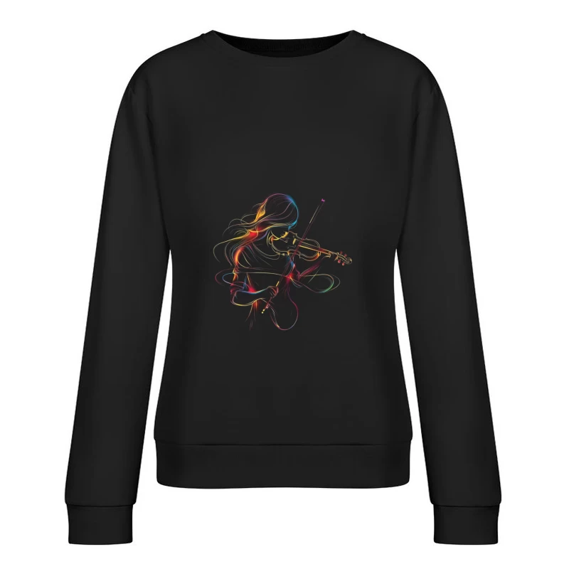 Colorful Violinist Illustration Female Pullover Sweatshirt