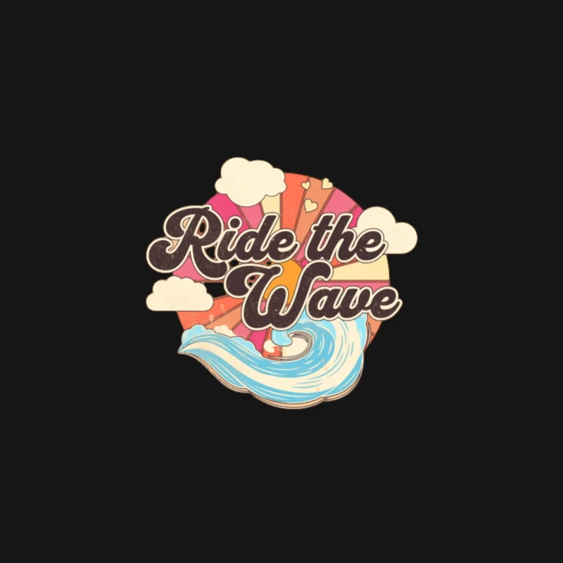 Surfe la Vague: Graphique Vintage avec Couleurs et Nuages Femme Manches Longues T-Shirt