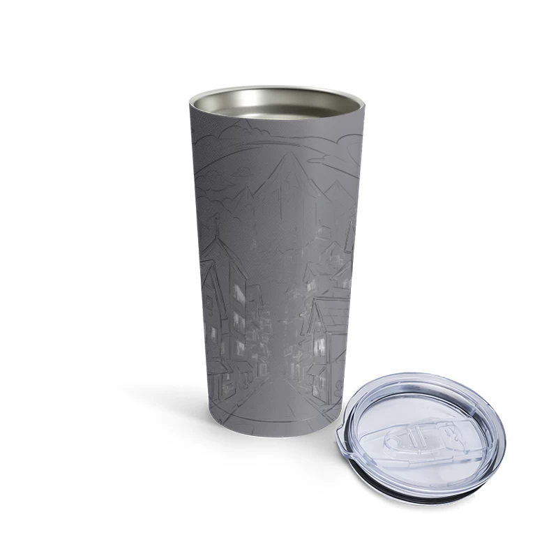 Charming Village with Mountains Travel Mug