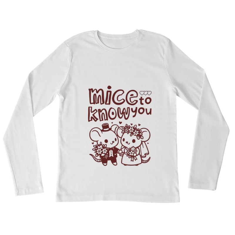 Niedliche Mäusehochzeit Illustration Damen Langarm T-Shirt