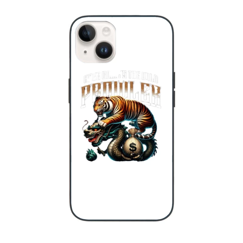 Tiger and Dragon Fighting Over Money: Symbolic Power Artwork iPhone Case