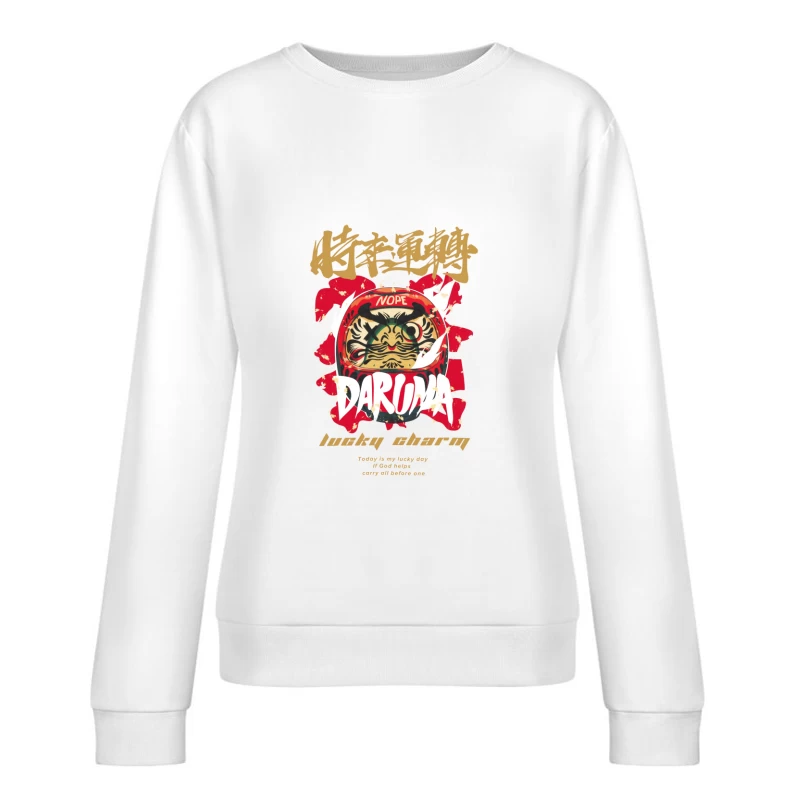 Daruma Glücksbringer Design Damen Pullover Sweatshirt