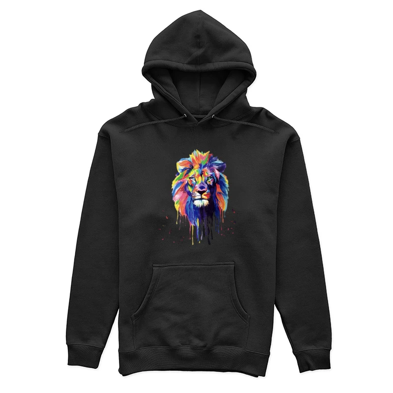 Bunter Löwenkopf auf Schwarz Damen Pullover Hoodie