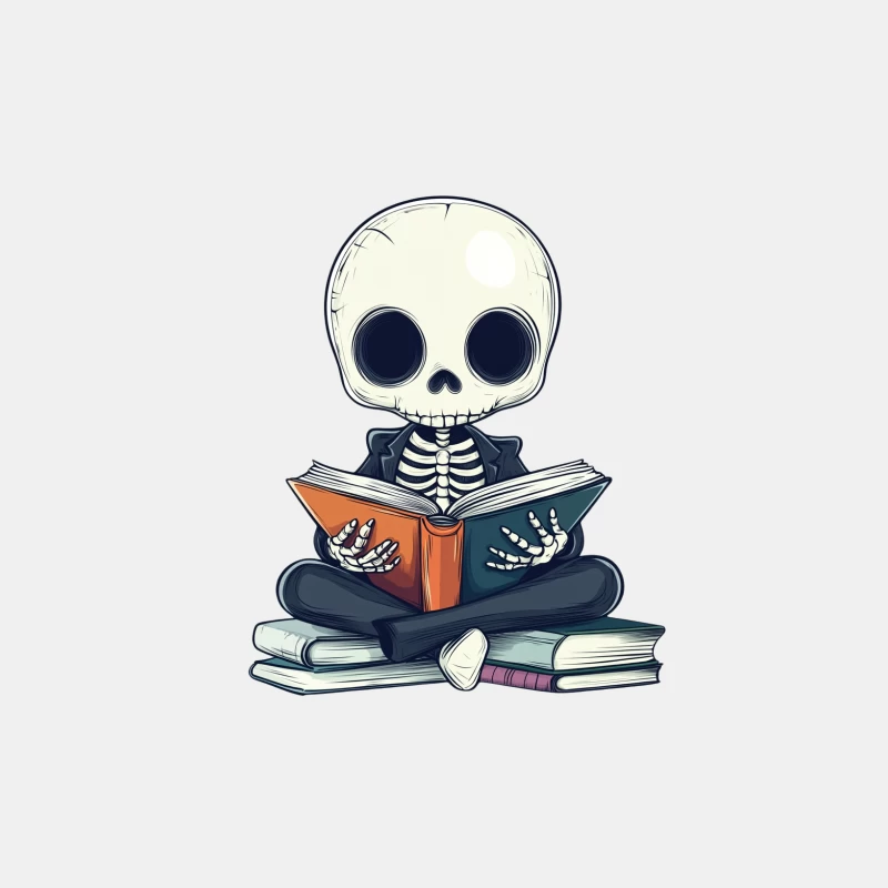 Cute Cartoon Skeleton Reading Books: Halloween Illustration Male Tank Top