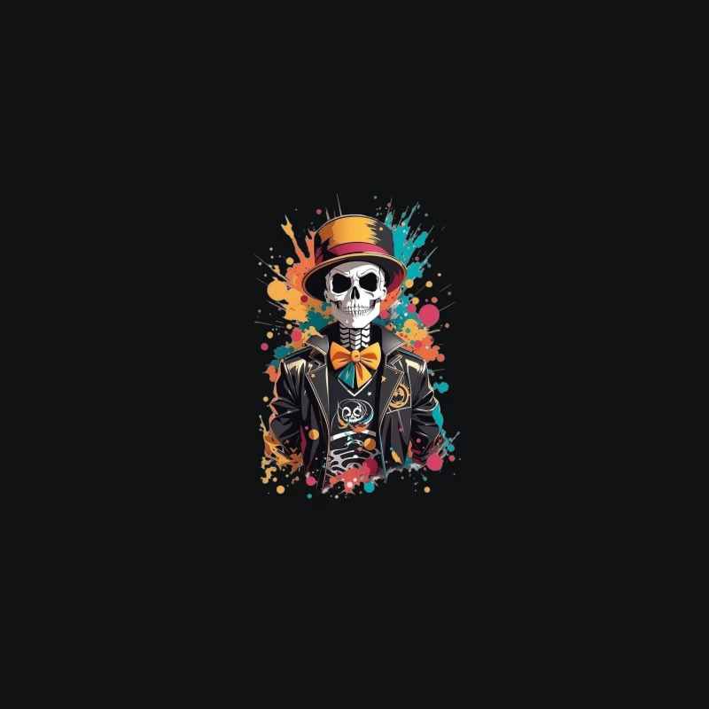 Colorful Skeleton in a Top Hat Desk Mat