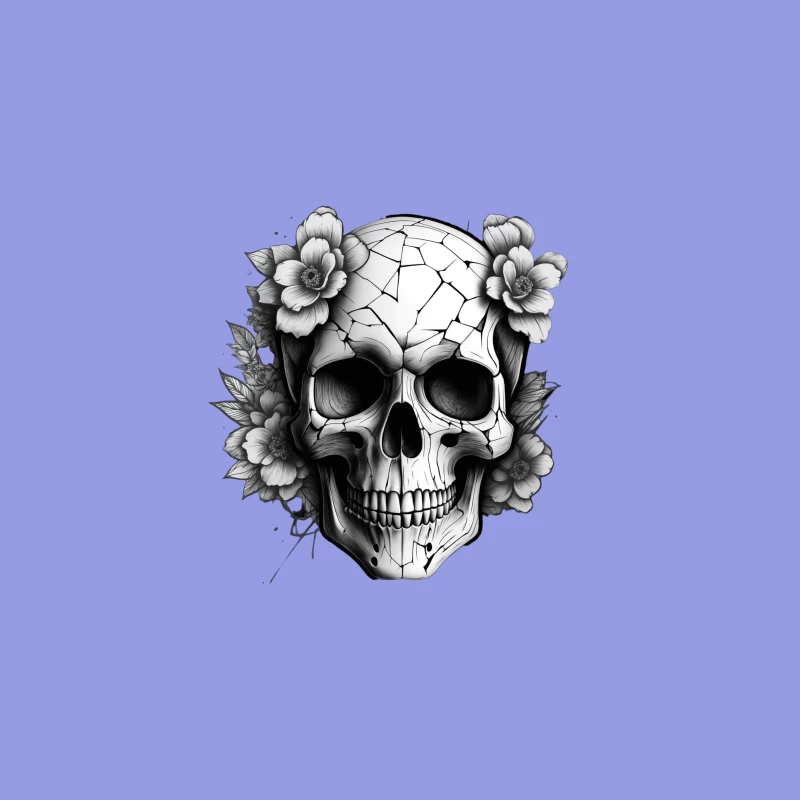 Cracked Skull with Flowers Travel Mug