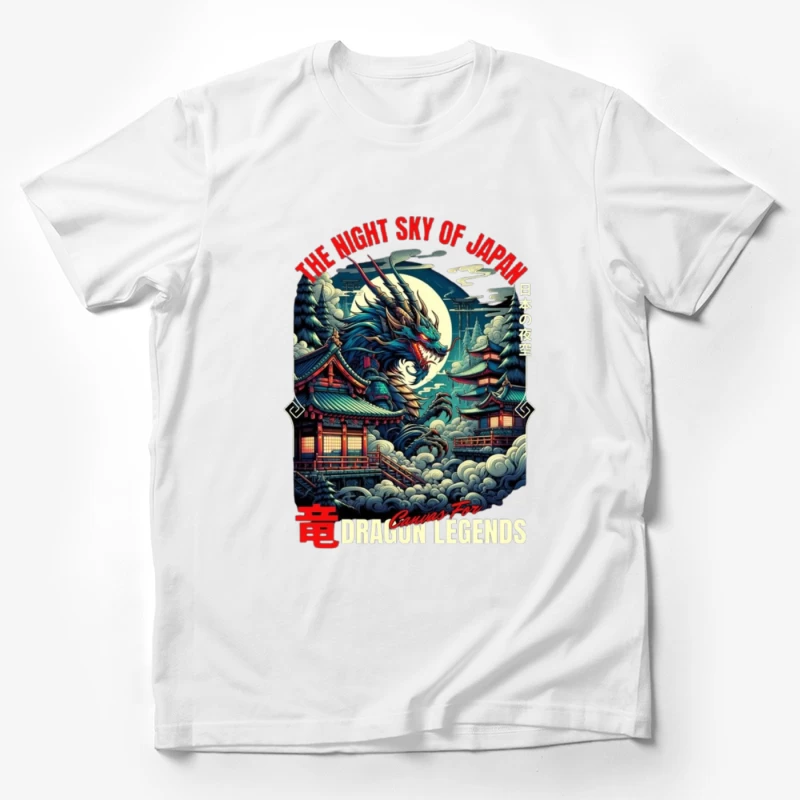 Mythical Dragon Under Japanese Night Moon Male T-Shirt