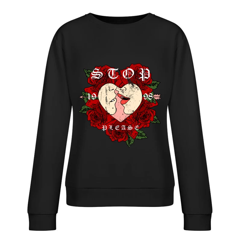 Design romantique avec cœur et roses Femme Sweat-shirt à enfiler