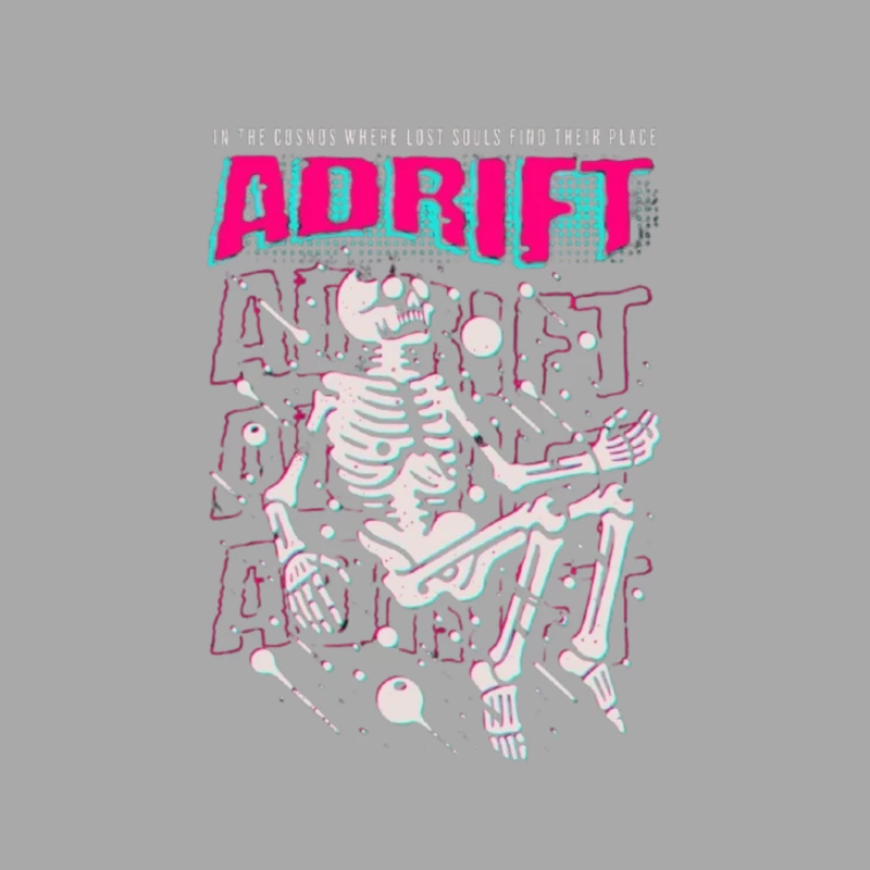 Adrift Skeletal Typography Design in Retro Punk Style Male Pullover Hoodie